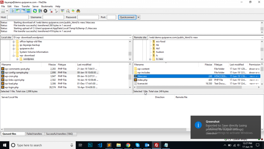 Filezilla edit .htaccess file